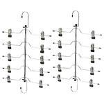 5 Tier Skirt Hangers for Women, 2 Pack Pants Hangers with Clips, Jean Hangers Space Saving, Multifunctional Closet Organizers and Storage for Pants, Clothes, Towel, Scarf, Bra
