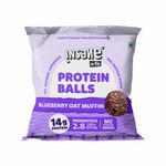 Insane Fit - PROTEIN BALLS Blueberry Oat Muffin (PACK OF 4 x 60G) | 14G Daily Protein for Fitness, Gym, Workout, Travel, Office | Sugarfree, All Natural, Vegan, Healthy Snack for Active Lifestyle