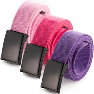 Mile High Life Cut To Fit Canvas Web Belt Size Up to 52" with Flip-Top Solid Black Military Buckle