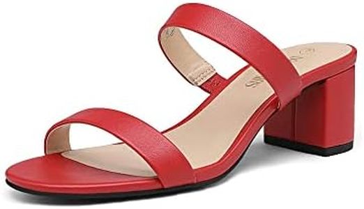 DREAM PAIRS Women's Dhs213 Two Strap Open Toe Low Block Chunky Heels Sandals Dress Pumps Shoes, Red Pu, Size 8