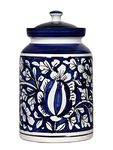 RAJ ROYAL Blue Pottery Hand Paintaed Mughal Ceramic Food Storage Multipurpose Storage Container for Home | 3 KG