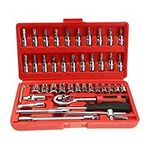 OCGIG 46 PCS 1/4" Drive Socket & Bit Set with Reversible Ratchet Bike Bicycle Tool and Storage Case