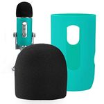 YOUSHARES Microphone Windscreen Foam - Mic Cover Pop Filter Windshield &Protector for Blue Yeti, Yeti Pro Condenser Microphones (Green)