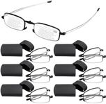 Coume 6 Pack Foldable Reading Glasses with Magnetic Glasses Case Spring Hinge Readers Blue Light Blocking for Men Women(2.0x)