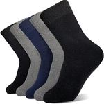 Hocerlu 5 Pairs Men's Thermal Socks, Cosy Wool Thick Socks for Cold Winter, Business Hiking Warm Boot Socks, Size UK 6-11