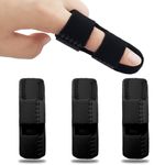 BLMHTWO 3 Pcs Finger Splints Adjustable Trigger Finger Splint Finger Brace Finger Support Trigger Finger Brace for Trigger Mallet Broken Knuckle Immobilization Straightening for All Fingers(Black)