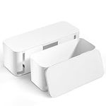 Yecaye Cable Management Box, 2 Pack Cable Organizer Box, Large and Medium Size Cord Box, Cord Hider Box to Hide Surge Protector Cover on Desk or Floor - White