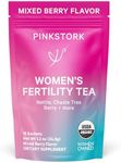 Pink Stork Organic Fertility Tea for Women with Chaste Tree Berries (Vitex) to Support Conception for Her - Hormone Balance with Mint and Red Raspberry Leaf, 15 Sachets