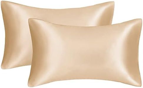 Satin Pillowcase, 2 Pack Silk Satin Pillowcases for Hair and Skin Queen Size Pillow Case with Zipper Closure (Standard, Champagne)