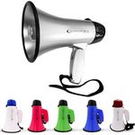 Technical Pro 20 Watts Lightweight Portable 300M Range Silver and Black Megaphone Bullhorn with Strap, Siren, and Volume Control, Good for Trainers, Soccer, Football, Baseball, Coaches