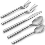 Alata Cube 20-Piece Forged Silverware Set Stainless Steel Flatware Set,Service for 4,Include Fork Spoon Knife,Matte Polished Cutlery Set,Utensil Sets for Home Restaurant Hotel Wedding,Dishwasher Safe