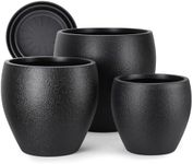 YNNICO Plant Pots 17.5/14.8/12.2 inch Set of 3, Flower Pots with Drainage Holes, Large Planters for Indoor Outdoor Garden Plants and Flowers. (Black)