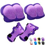 Inkidio Knee Pads for Kids Unicorn Protective Gear Set Knee Pads and Elbow Pads Set with Wrist Guard for Girls Boys Roller Skates Inline Skatings Scooter Cycling Bike Skateboard (Medium, Purple)