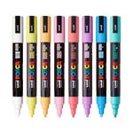 POSCA PC-5M Marker | 1.8-2.5 mm Bullet Shaped Tip (Pastel, Pack of 8)