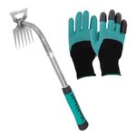 6 Teeth Weed Puller with Gardening Gloves(with Claws), Weeding Tool Set, Dandelion Weed Remover Tool Weed Pulling Tool, Manual Garden Weeding Tools Gardening Supplies dadop