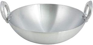 Bright Metal Aluminium Kadhai Kadai with Handle for Kitchen | Deep Frying Kadai 1 Ltr, Silver