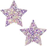 Neva Nude Starry Nights Nipztix Pasties Nipple Covers, Medical Grade Adhesive, Waterproof, Made in USA (Super Sparkle Confetti Crush Purple)