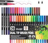 Thearman Coloured Brush Pens (Pack of 36) | Exclusively for Drawing and Calligraphy | Dual Tip Brush Pens for Painting and Colouring | Fine-liner Felt Tip Pens