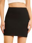 SOLY HUX Women's Elastic High Waist Bodycon Pencil Mini Skirt Solid Black 3X-Large