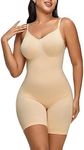 YIANNA Bodysuit for Women Seamless Shapewear Tummy Control Sculpting Body Shaper Butt Lifter,YA5218-Beige-S/M