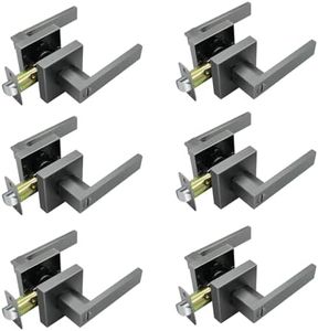 Yklore Gunmetal Black Door Handle Interior Privacy Door Levers, Bedroom or Bathroom Door Handles, Door Knob for Left or Right Handled Doors, Easy and Quick Installation,6 Pack, 8807BKGB