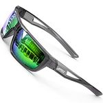 ATTCL Sports Polarized Sunglasses For Men Cycling Driving Fishing 99.99% UV Protection J2021 Clear+green UV400 CAT 3 CE