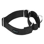 Mikivery Martingale Dog Collars Nylon Adjustable and Safety Choke Training Black Comfortable Pet Collar for Medium and Large Dogs