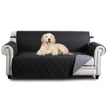 Hafaa Sofa Cover 3 Seater Water Resistant Sofa Slipcovers, Black/Dark Grey Non Slip Reversible Sofa Covers with Elastic Strap - Washable Sofa Protectors from Pets/Kids/Dogs