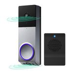WYZE Duo Cam Doorbell - Security Video Doorbell Battery Powered with Chime, Dual Cameras Door Bell Cam, 2K Full HD and Color Night Vision, 24/7 Local Recording, IP65 Weather Resistant, Silver