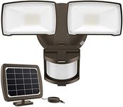 LEPOWER Solar Security Lights Outdoor, 1000 LM Solar Motion Sensor Light Outdoor, 2 Head Solar Powered Flood Lights, 5500 K, IP65 Waterproof Outdoor Solar Flood Lights for Backyard(Brown)