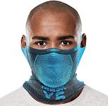 Naroo X5-2-in-1 Reversible Neck Gaiter with Breathable Holes and Ear Loops for Winter Running Skiing Snowboarding Biking (Black-Blue)