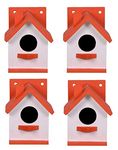 Cket Bird House Nest Box Breeding House for Sparrow, Budgies and Finches Eco Friendly Pure Wooden for Garden Balcony Hanging 02 (Pack of 4)