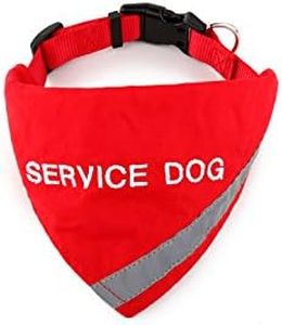 Doggie Stylz Service Dog Bandana with Reflective Strip for pet Safety at Night. Has Built in Matching Collar to Keep Bandana Secure | Metal Ring to Attach Leash | Four Colors (X-Small to Large)