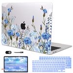 LCMOCICO for MacBook Air 13 inch Cover A2337 M1 A2179 A1932 with Touch ID 2022 2021 2020 2019 2018 Release, Plastic Hard Shell Case Keyboard Skin Screen Protector Webcam Cover, Tropical Blue Flowers