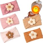 CÉLLOT 5 Pcs Baby Flower Headbands Baby Girls Nylon Headbands Soft Hairbands Hair Accessories for Newborn Infant Toddler Kids