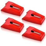 Ouligay 4Pcs Record Player Needles Turntable Needle Sapphire Tip Needle Stylus Needle for Vinyl Record Player(Red)