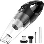 Powools Handheld Vacuum Cordless with 2 Filters, Car Vacuum Cleaner High Power with Fast Cahrge Tech, Portable Rechargeable Mini Vacuum with Large-Capacity Battery, Silver