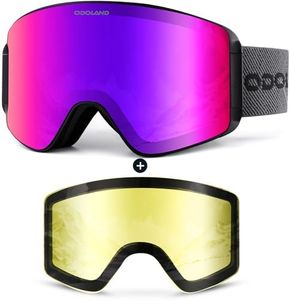 Odoland Kit de Gafas de Esquí con Lente Removible, Lentes Magnéticos Intercambiables sin Marco, Gafas de Nieve Antivaho con Protección UV, CS