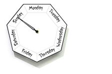 Day of The Week Clock - Heptagon White Wall Clock - Week Days Clock - Fun Clock Gift - Retirement Gift Idea - Optional RGB LED 5V Backlit