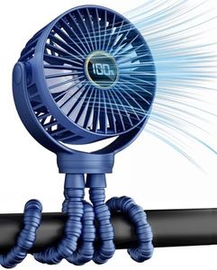 Stroller Fan, Portable Fan, Battery Powered Baby Clip On Fans, 3 Speeds Personal Cooling Fan with Rotatable Handheld for Car Seat Crib Bike Treadmill, Blue