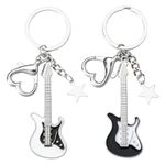 Electric Guitar Keychain Gifts for Men Birthday Gifts for Son Grandson Christmas Gift Ideas Music Instruments Keychain for Boys Backpack Key Chain Accessories for Teens Girls Daughter Sister Gift 2PCs