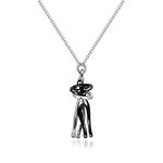 Personality Couple Hug Necklace for Men Women Valentine's Day Affectionate Hug Pendant Necklace Friendship Necklace Stainless Steel Abstract Character Partner Chain Necklace for Him and Her (Silver+Black)