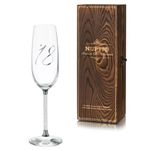 NUPTIO Champagne Flutes 18th Birthday: Prosecco Glasses Silver Crystal Engraved Flute Glass with Wooden Box Personalised Gift Idea Present for Boy Girl Woman Friend 7.04oz