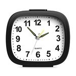 Ankilo Newest Super Silent Alarm Clock for Heavy Sleepers, Travel Alarm Clock with Snooze & Light, Ascending Beep Sounds, Battery Operated Loud Alarm Clock for Bedroom, Bedside, Black