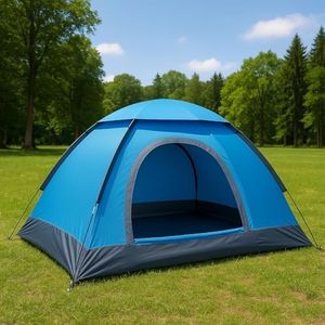 Portable Camping Tent, Blue with Orange Trim, Outdoor Shelter,Portable Waterproof Dome Tent for Picnic, Hiking, Camping Tent with Carrying Bag (Tent 8 Person)