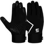 SAWANS Kids Running Sports Gloves Cycling Boys Winter Touch Screen Thermal Children Girls Windproof Outdoor Anti-Slip Gloves Warm Bike Football Ski Ages 4-12 (M (8-10 Years), Black)