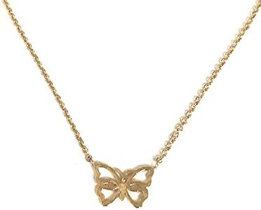 14K Yellow Gold Butterfly Pendant On 17" To 18" Adjustable Necklace