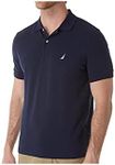 NAUTICA Men's Short Sleeve Solid Cotton Pique Polo Shirt, Navy, Medium US