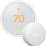 Google Nest Thermostat E - Programmable Smart Thermostat for Home T4000ES - 3rd Generation Nest Thermostat (Frosted White)- Compatible with Alexa Bundle with Nest Temperature Sensor