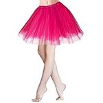 KALIONE Tutu Skirt for Women Girls 3 Layered Elastic Tulle Skirts Women's Teen Adult Tutu Skirt Bubble Ballet Dance Tulle Skirts Vintage Party Dress Costume Accessories for Women Teen Girls, Rose Red